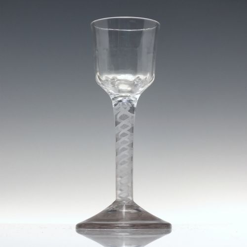 ANTIQUE GEORGIAN OPAQUE TWIST WINE GLASS C1760 - ADDITIONAL PHOTO 1