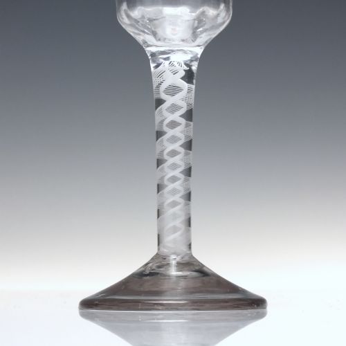 ANTIQUE GEORGIAN OPAQUE TWIST WINE GLASS C1760 - ADDITIONAL PHOTO 2