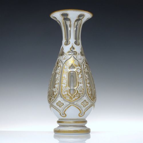 large victorian white cased and gilded glass vase c1860 - CATEGORY: ANTIQUE GLASS - DATED 1860