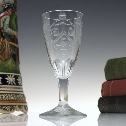 18th century masonic engraved coat of arms ale glass c178590 - CATEGORY: ANTIQUE GLASS - DATED 1800