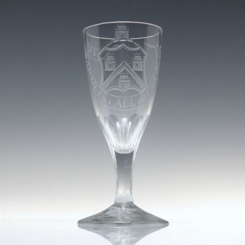 18TH CENTURY MASONIC ENGRAVED COAT OF ARMS ALE GLASS C178590 - ADDITIONAL PHOTO 1
