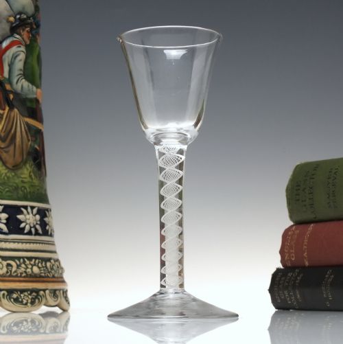 18th century single series opaque twist wine glass c1760 - CATEGORY: ANTIQUE GLASS - DATED 1750