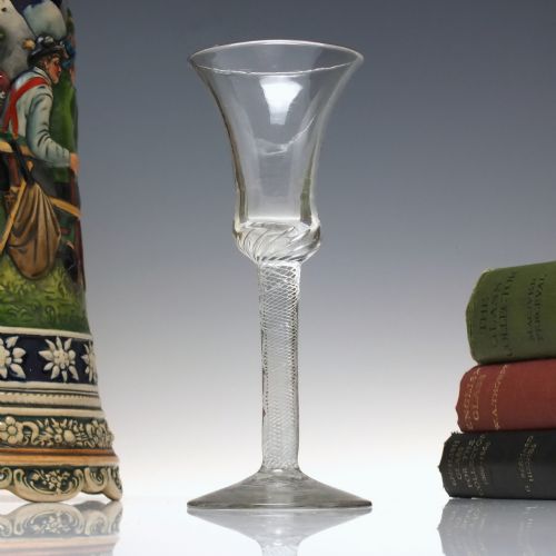 18th century multi spiral air twist wine glass c1750 - CATEGORY: ANTIQUE GLASS - DATED 1750