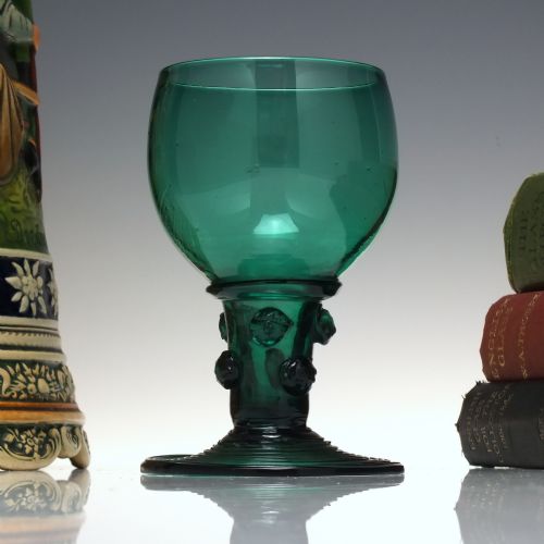 antique bristol green wine roemer glass with hollow stem c1780 - CATEGORY: ANTIQUE GLASS - DATED 1750