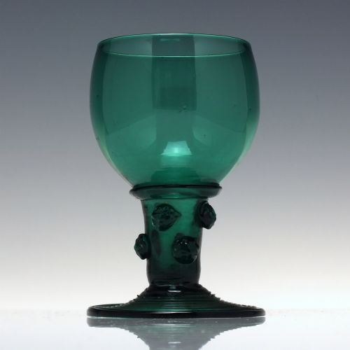 ANTIQUE BRISTOL GREEN WINE ROEMER GLASS WITH HOLLOW STEM C1780 - ADDITIONAL PHOTO 1