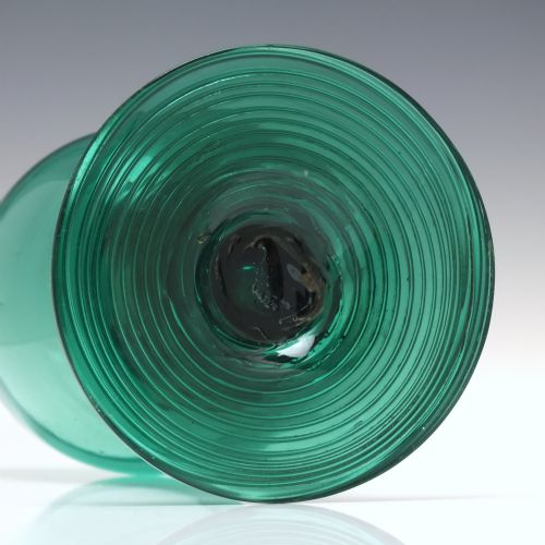 ANTIQUE BRISTOL GREEN WINE ROEMER GLASS WITH HOLLOW STEM C1780 - ADDITIONAL PHOTO 4