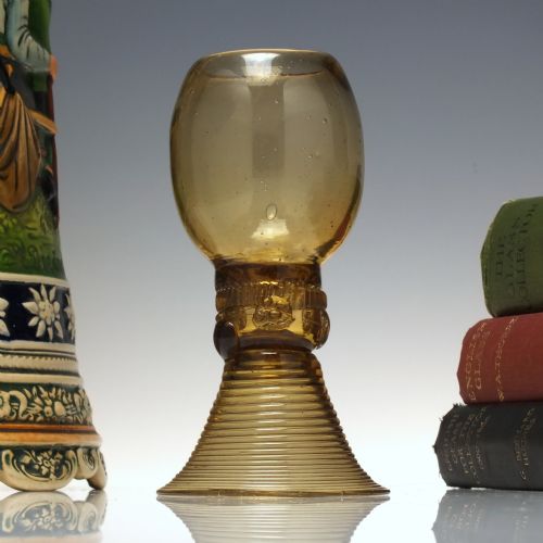 ANTIQUE AMBER WINE ROEMER GLASS C1780 - ADDITIONAL PHOTO 2
