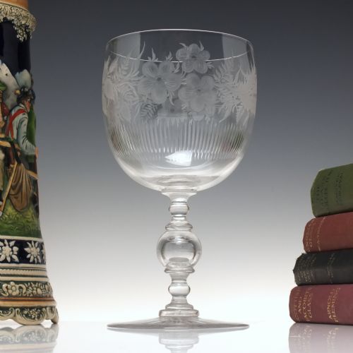 antique 19th century engraved coin glass goblet c1881 - CATEGORY: ANTIQUE GLASS - DATED 1880