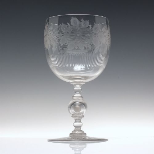 ANTIQUE 19TH CENTURY ENGRAVED COIN GLASS GOBLET C1881 - ADDITIONAL PHOTO 1