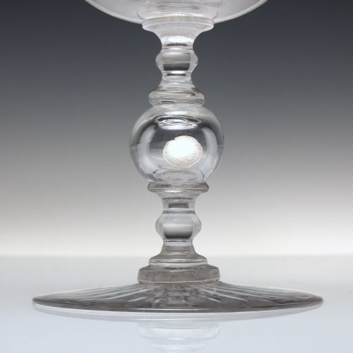 ANTIQUE 19TH CENTURY ENGRAVED COIN GLASS GOBLET C1881 - ADDITIONAL PHOTO 2