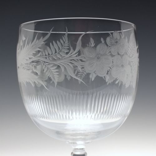 ANTIQUE 19TH CENTURY ENGRAVED COIN GLASS GOBLET C1881 - ADDITIONAL PHOTO 7