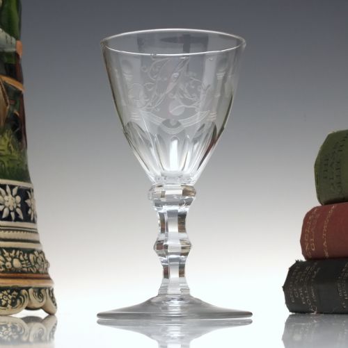 antique 18th century masonic engraved wine glass c17901800 - CATEGORY: ANTIQUE GLASS - DATED 1800