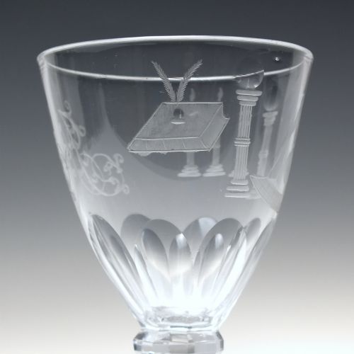 ANTIQUE 18TH CENTURY MASONIC ENGRAVED WINE GLASS C17901800 - ADDITIONAL PHOTO 4