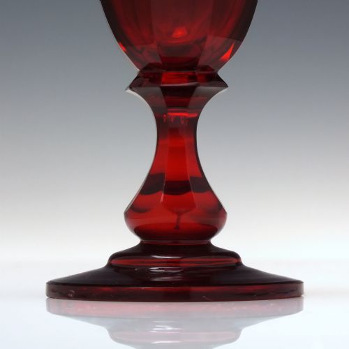 PAIR 19TH CENTURY BIEDERMEIER RED CUT WINE GLASSES C1840 - ADDITIONAL PHOTO 2