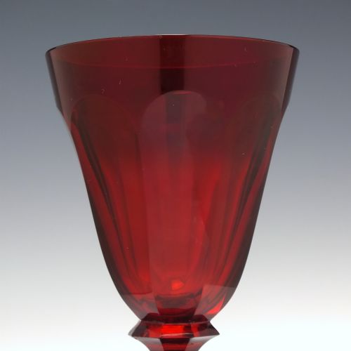 PAIR 19TH CENTURY BIEDERMEIER RED CUT WINE GLASSES C1840 - ADDITIONAL PHOTO 3