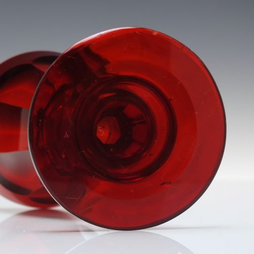 PAIR 19TH CENTURY BIEDERMEIER RED CUT WINE GLASSES C1840 - ADDITIONAL PHOTO 5