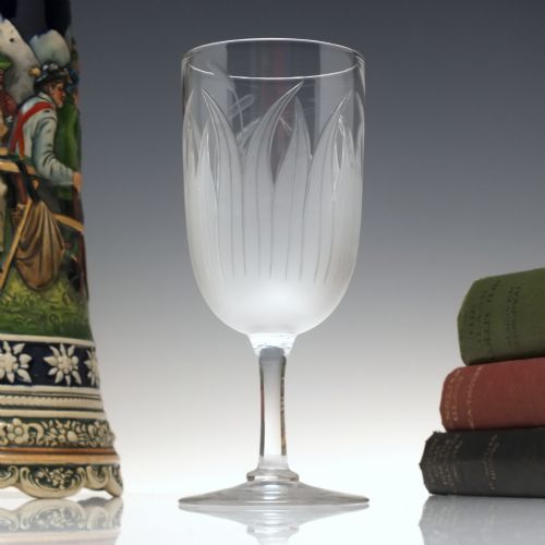 victorian richardson engraved wine or water glass c1880 - CATEGORY: ANTIQUE GLASS - DATED 1880