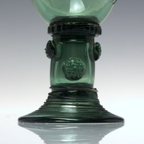 ANTIQUE 18TH CENTURY JACOBITE SYMPATHY WINE ROEMER GLASS WITH HOLLOW STEM C1760 - ADDITIONAL PHOTO 2