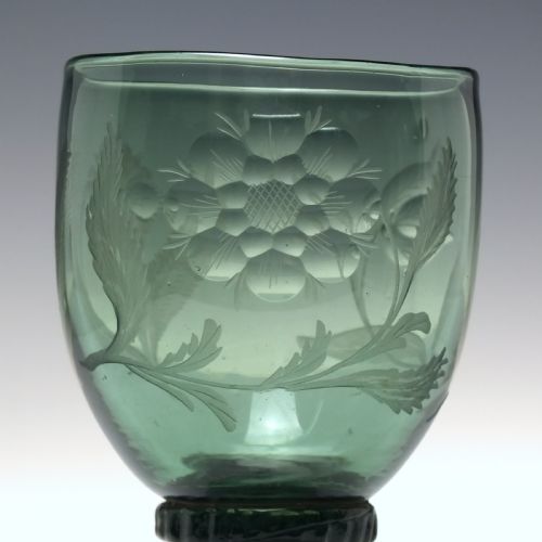 ANTIQUE 18TH CENTURY JACOBITE SYMPATHY WINE ROEMER GLASS WITH HOLLOW STEM C1760 - ADDITIONAL PHOTO 3