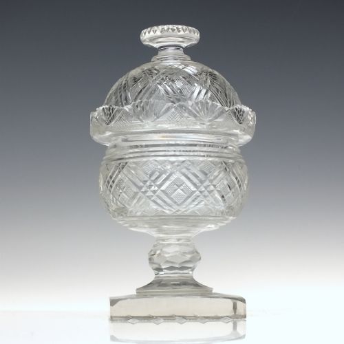 GEORGIAN ANGLO IRISH CUT GLASS COVERED SWEETMEAT JAR C1820 - ADDITIONAL PHOTO 2
