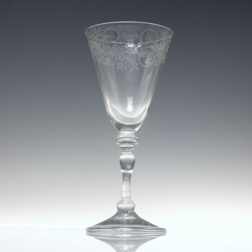 ANTIQUE 18TH CENTURY DUTCH ROCOCO ENGRAVED LIGHT BALUSTER WINE GLASS GOBLET C1745 - ADDITIONAL PHOTO 1