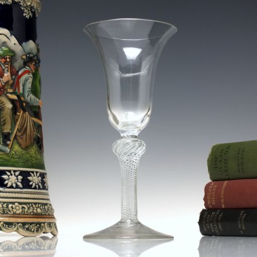tall 18th century multi spiral air twist wine glass goblet c1750 - CATEGORY: ANTIQUE GLASS - DATED 1750