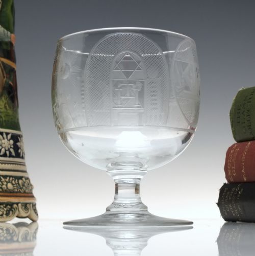 victorian masonic engraved glass rummer c1840 - CATEGORY: ANTIQUE GLASS - DATED 1850