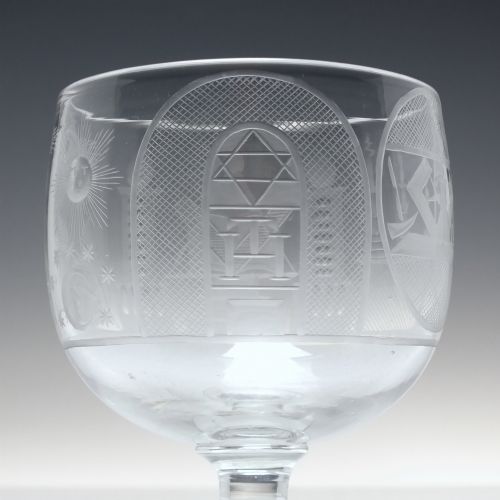 VICTORIAN MASONIC ENGRAVED GLASS RUMMER C1840 - ADDITIONAL PHOTO 2