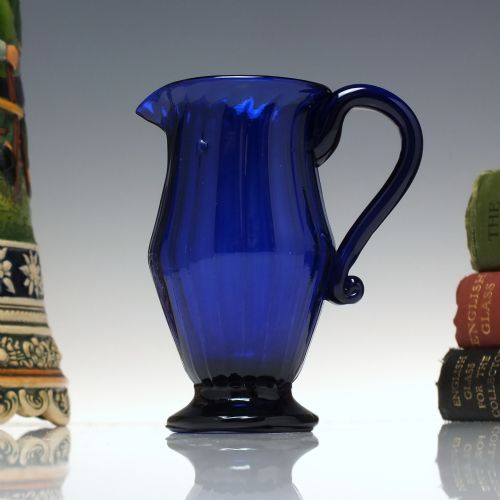 19th century bristol blue ribbed glass cream glass c1850 - CATEGORY: ANTIQUE GLASS - DATED 1850