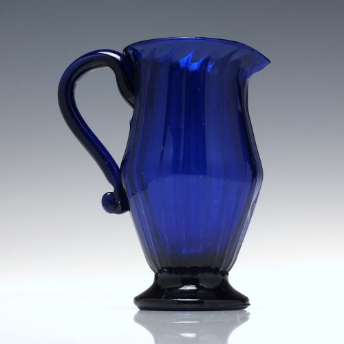 19TH CENTURY BRISTOL BLUE RIBBED GLASS CREAM GLASS C1850 - ADDITIONAL PHOTO 2