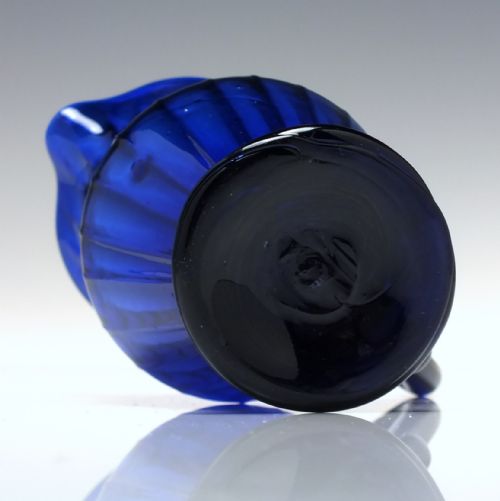 19TH CENTURY BRISTOL BLUE RIBBED GLASS CREAM GLASS C1850 - ADDITIONAL PHOTO 3