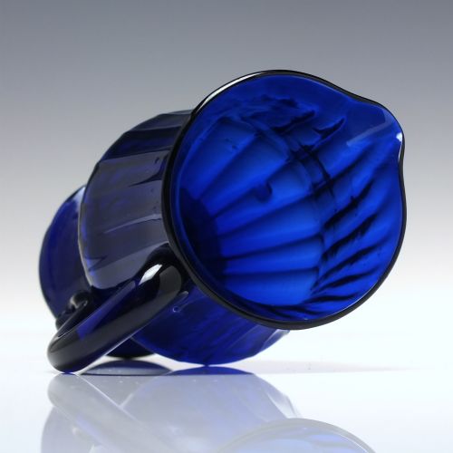 19TH CENTURY BRISTOL BLUE RIBBED GLASS CREAM GLASS C1850 - ADDITIONAL PHOTO 4