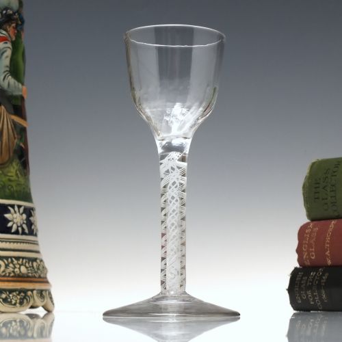 18th century opaque twist wine glass c1760 - CATEGORY: ANTIQUE GLASS - DATED 1750