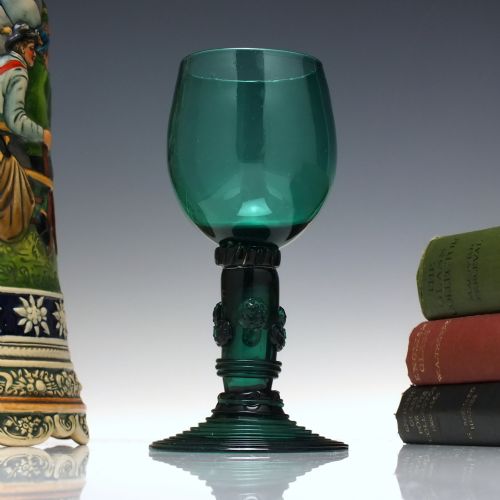 tall antique bristol green wine roemer glass c1800 - CATEGORY: ANTIQUE GLASS - DATED 1800