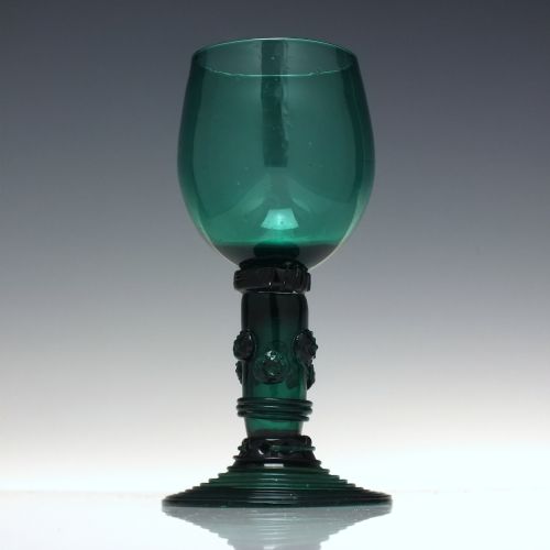TALL ANTIQUE BRISTOL GREEN WINE ROEMER GLASS C1800 - ADDITIONAL PHOTO 1