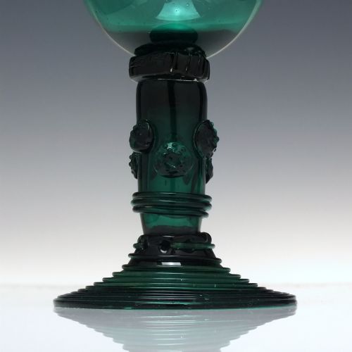 TALL ANTIQUE BRISTOL GREEN WINE ROEMER GLASS C1800 - ADDITIONAL PHOTO 2