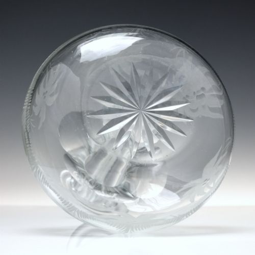 PAIR OF VICTORIAN SHAFT GLOBE ENGRAVED GLASS DECANTERS C1880 - ADDITIONAL PHOTO 6