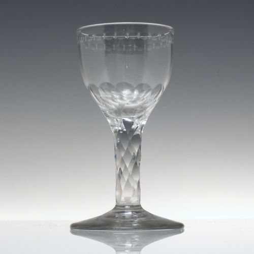 PAIR GEORGIAN FACET CUT WINE GLASS C1790 - ADDITIONAL PHOTO 1