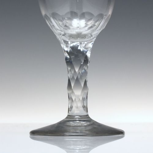PAIR GEORGIAN FACET CUT WINE GLASS C1790 - ADDITIONAL PHOTO 2