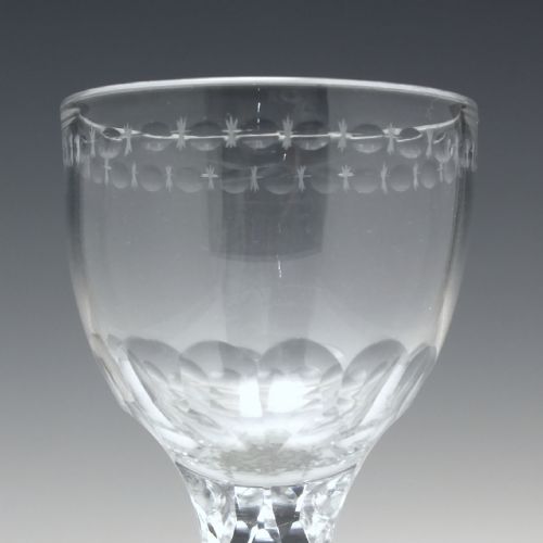 PAIR GEORGIAN FACET CUT WINE GLASS C1790 - ADDITIONAL PHOTO 3