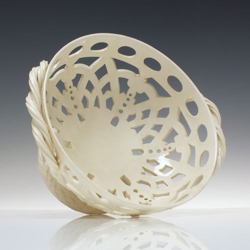 19TH CENTURY WEDGWOOD CREAMWARE PORCELAIN PIERCED ORANGE BASKET C1897 - ADDITIONAL PHOTO 5
