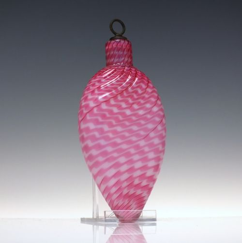 rare 19th century cased pink nailsea glass flask c1830 - CATEGORY: ANTIQUE GLASS - DATED 1850