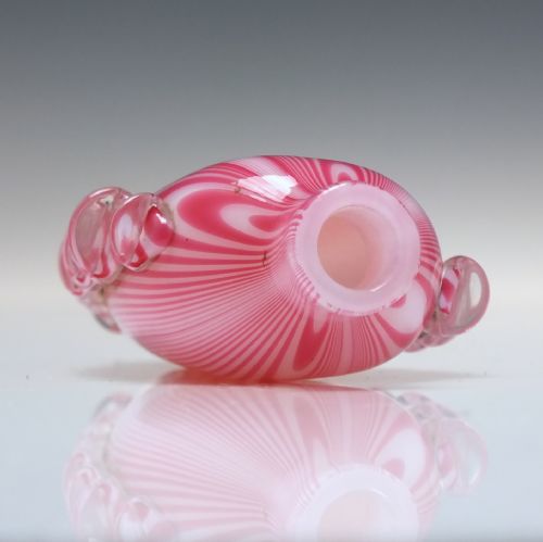 RARE MINIATURE 19TH CENTURY PINK NAILSEA GLASS FLASK C1830 - ADDITIONAL PHOTO 2