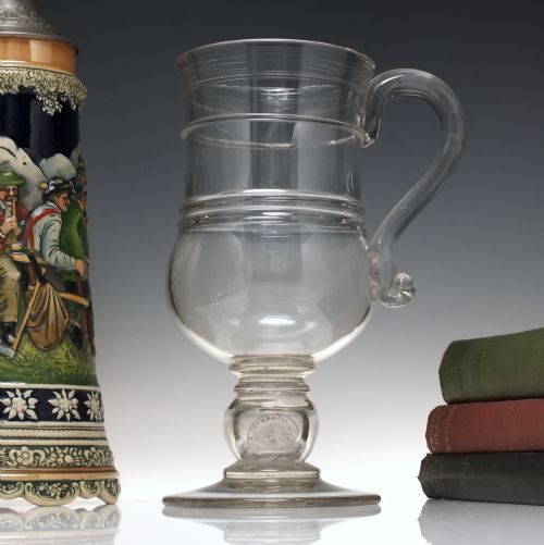 large 18th century coin glass quart ale tankard 1800 - CATEGORY: ANTIQUE GLASS - DATED 1800