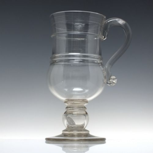 LARGE 18TH CENTURY COIN GLASS QUART ALE TANKARD 1800 - ADDITIONAL PHOTO 2
