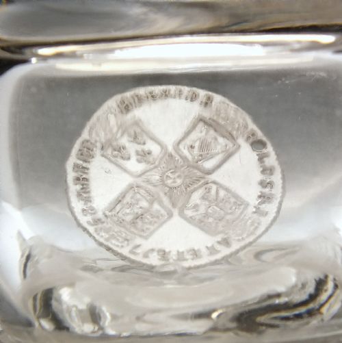 LARGE 18TH CENTURY COIN GLASS QUART ALE TANKARD 1800 - ADDITIONAL PHOTO 4