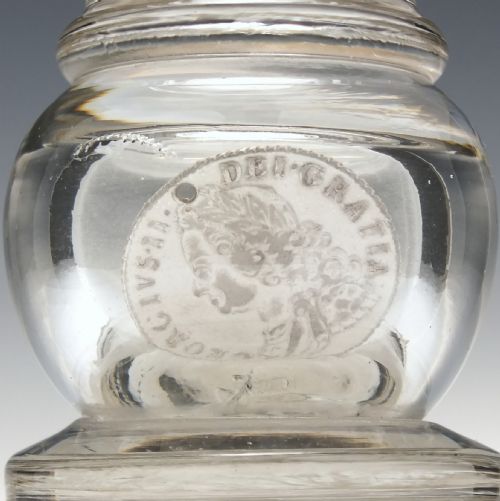 LARGE 18TH CENTURY COIN GLASS QUART ALE TANKARD 1800 - ADDITIONAL PHOTO 5