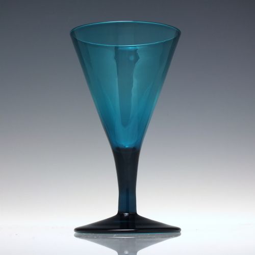 GEORGIAN PEACOCK BLUE FLUTE WINE GLASS C1820 - ADDITIONAL PHOTO 1