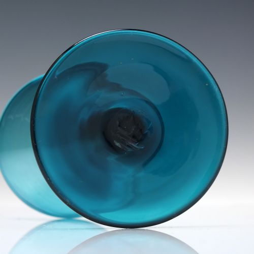 GEORGIAN PEACOCK BLUE FLUTE WINE GLASS C1820 - ADDITIONAL PHOTO 4