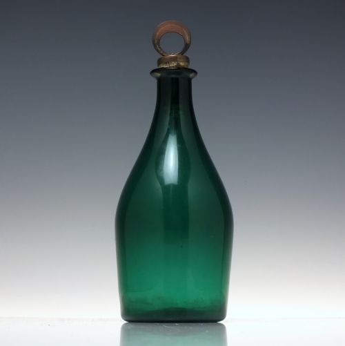GEORGIAN BRISTOL GREEN GLASS CLUB DECANTER C1810 - ADDITIONAL PHOTO 1